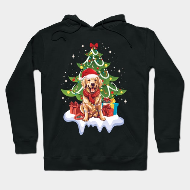 Merry Christmas Tree With Golden Retriever Dog Hoodie by myreed